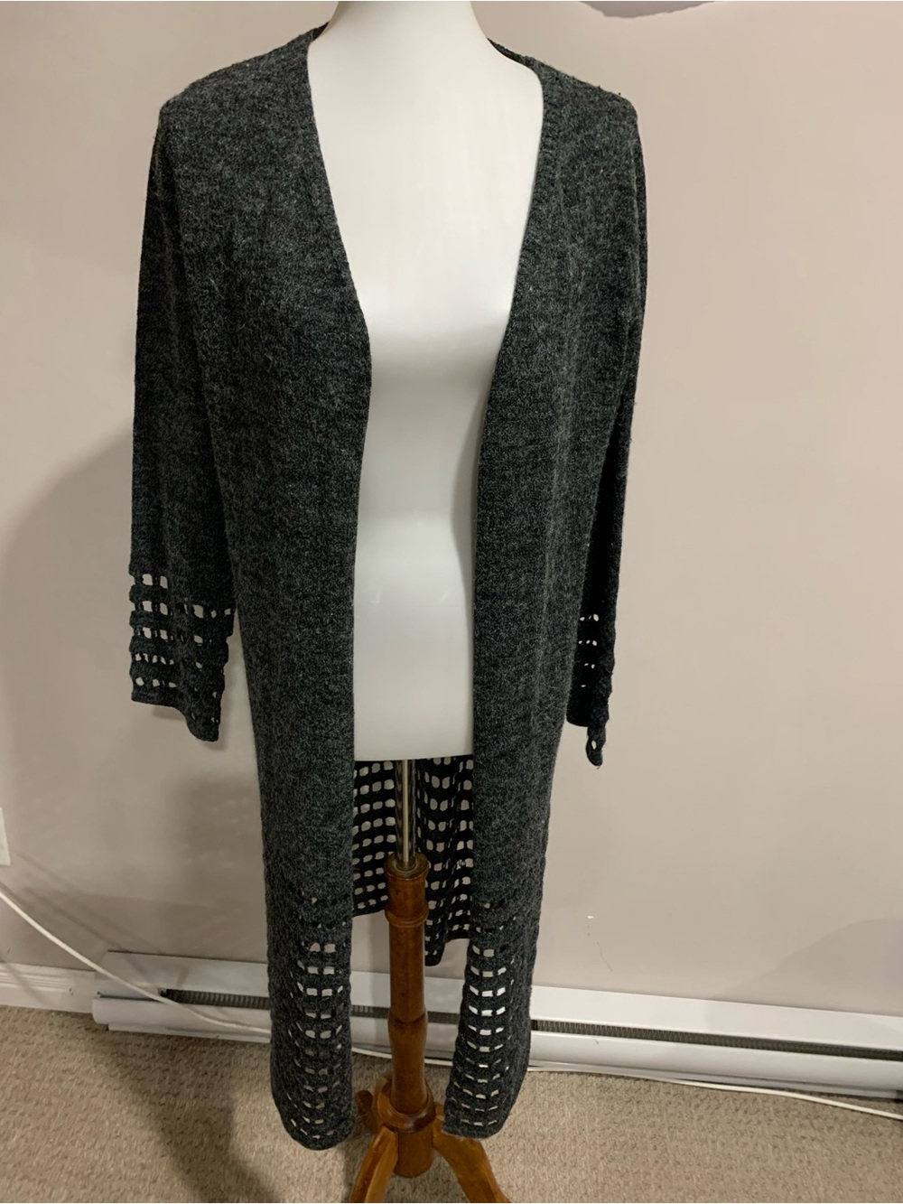 NWT Open-Front Knit Cardigan in Charcoal